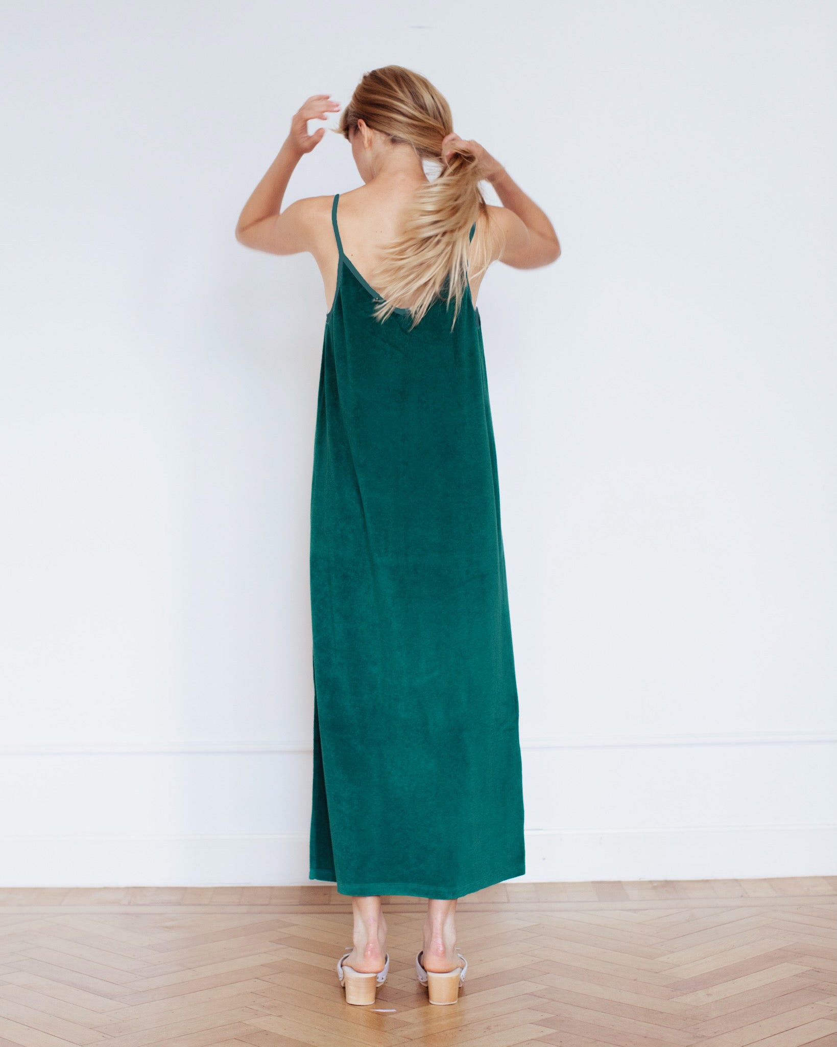 Josie Terry Towelling Dress Forest
