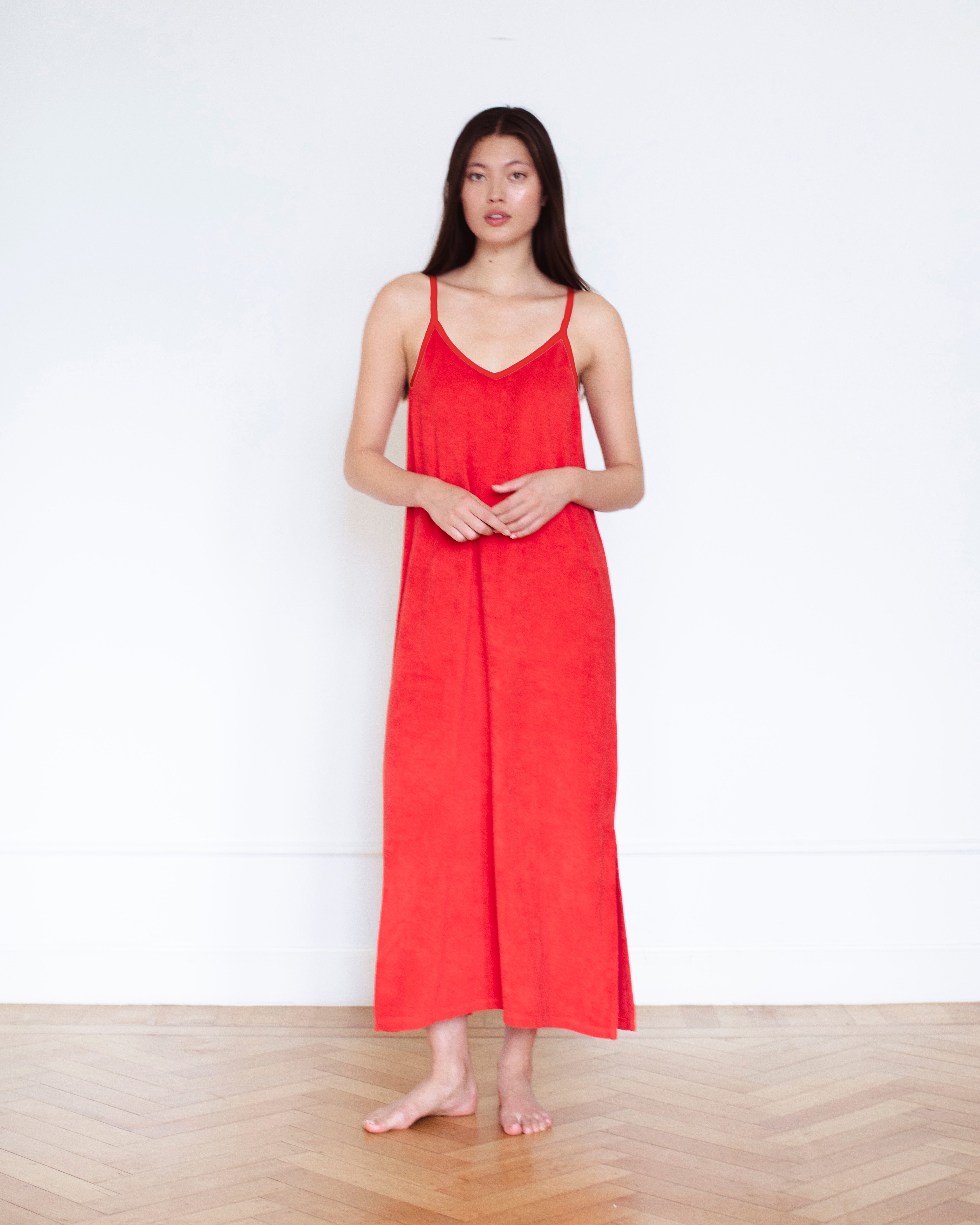 Josie Terry Towelling Dress Red