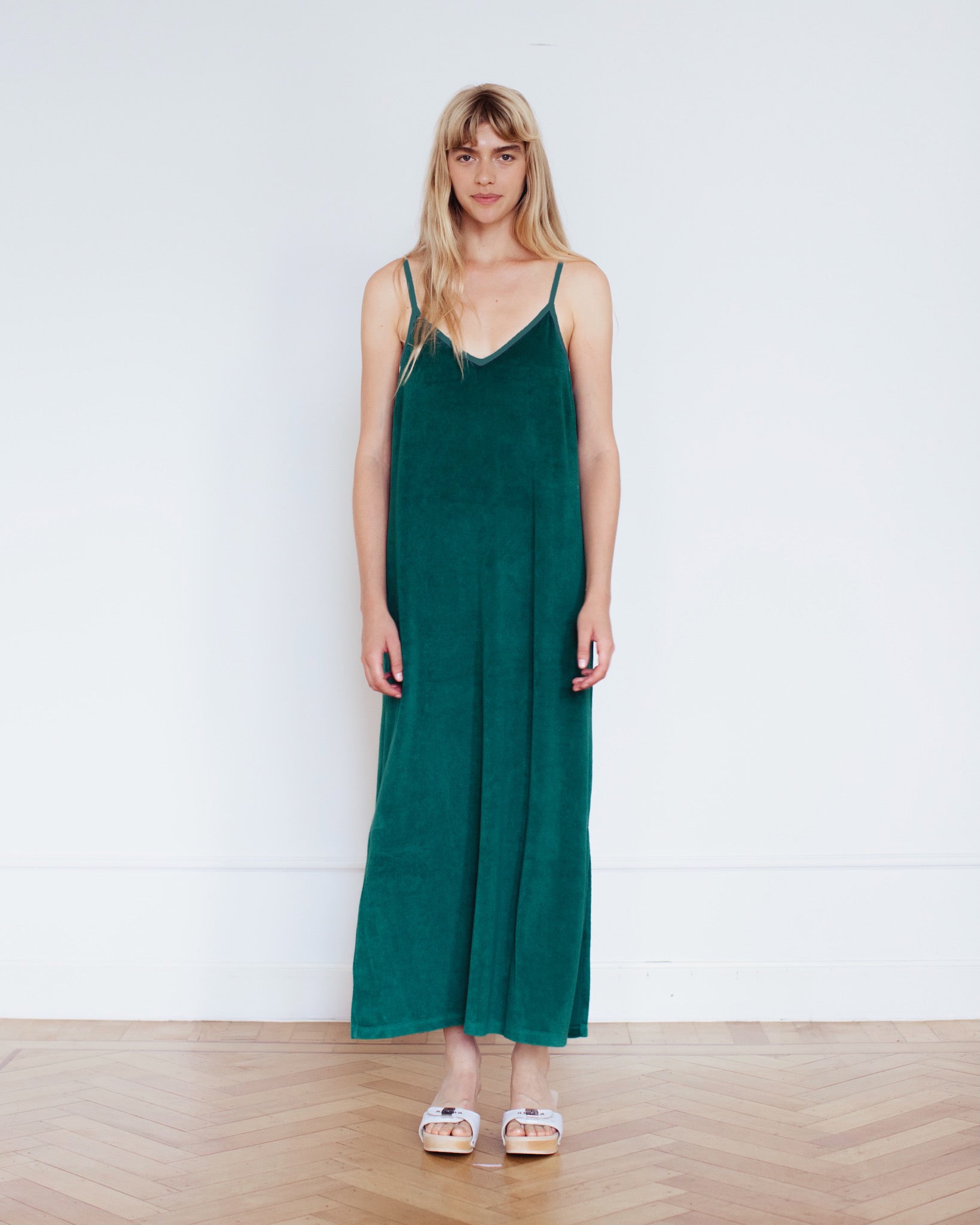 Josie Terry Towelling Dress Forest