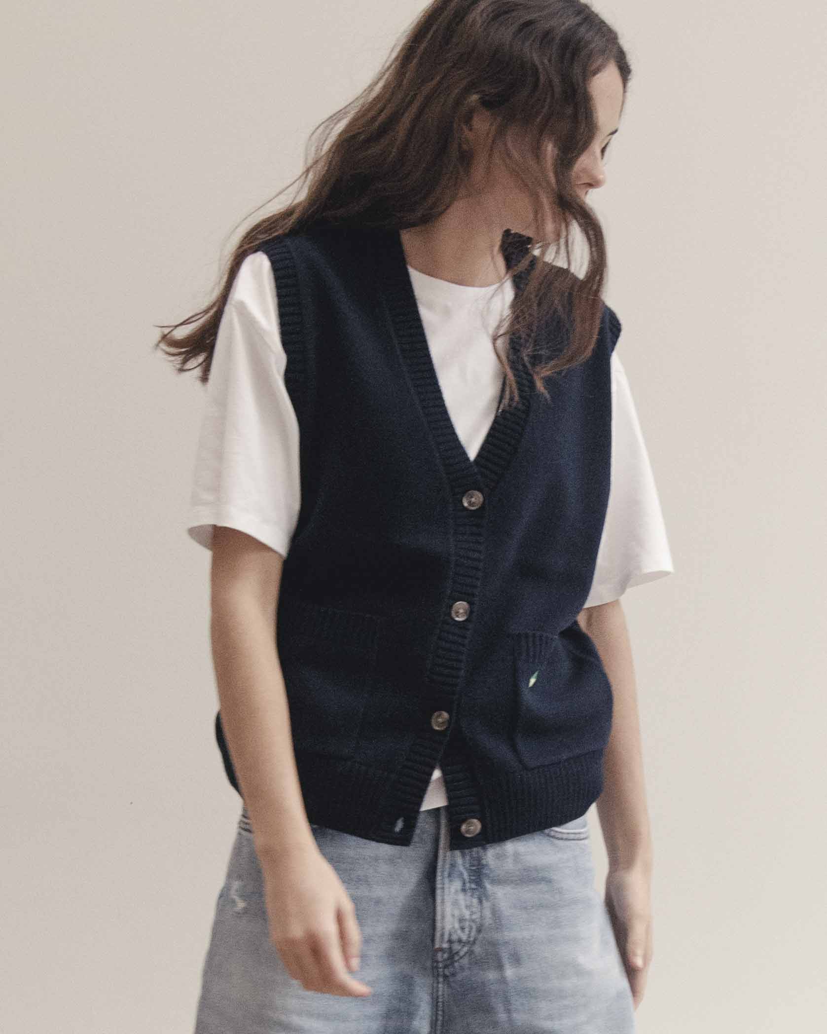 Roman Cashmere Wool Cardigan Navy