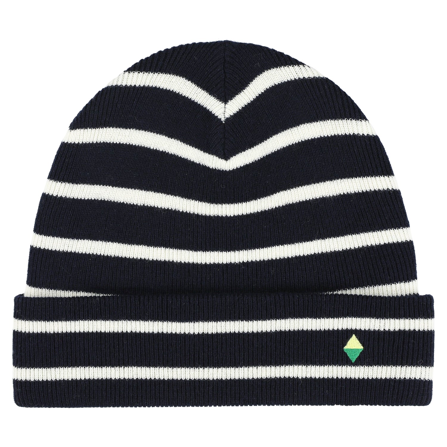 Beanie Stripe Wool Cashmere Navy