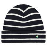 Beanie Stripe Wool Cashmere Navy