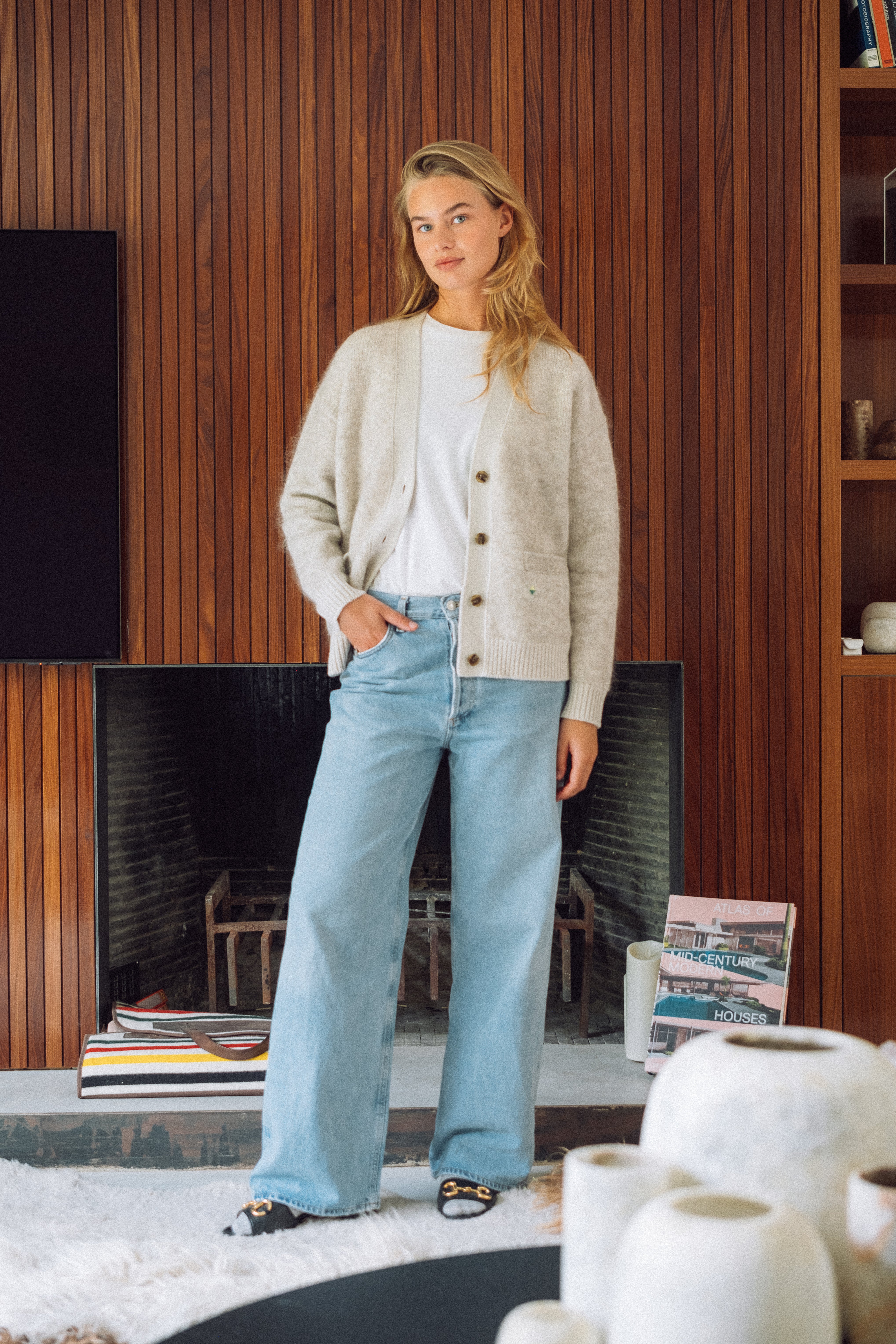 Lucie Wool Mohair Cardigan Ivory