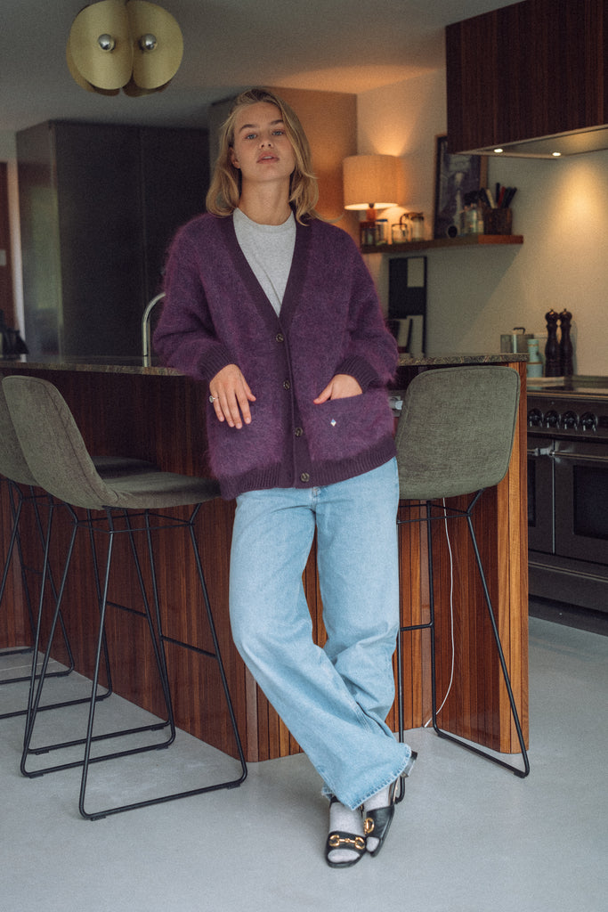Lucie Wool Mohair Cardigan Purple