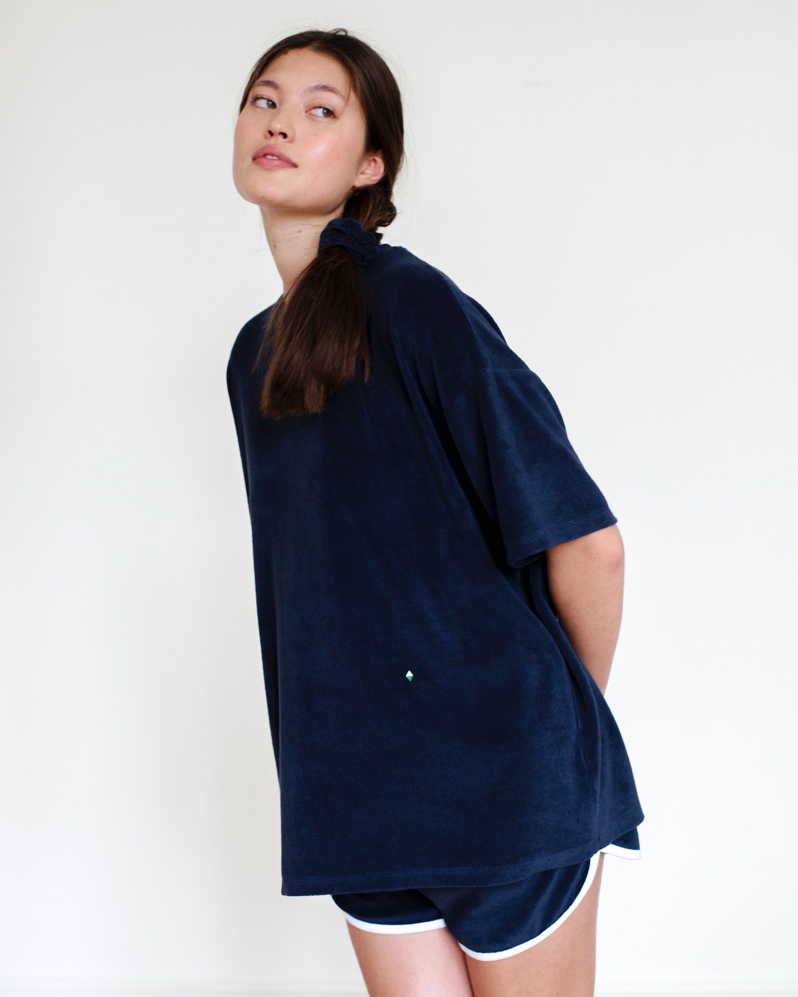 Jean Terry Towelling Oversized T-shirt Midnight