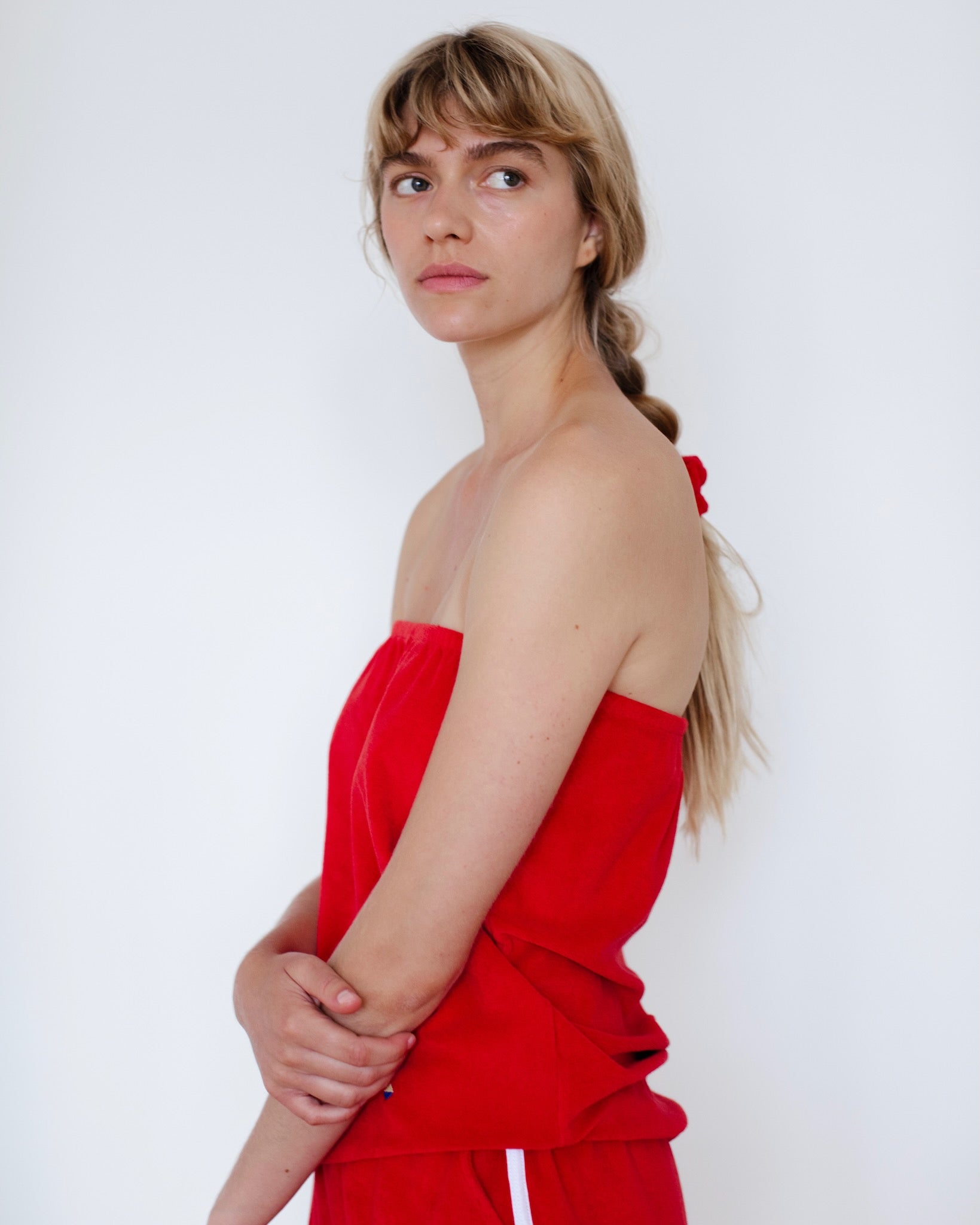 Marie Terry Towelling Top Red