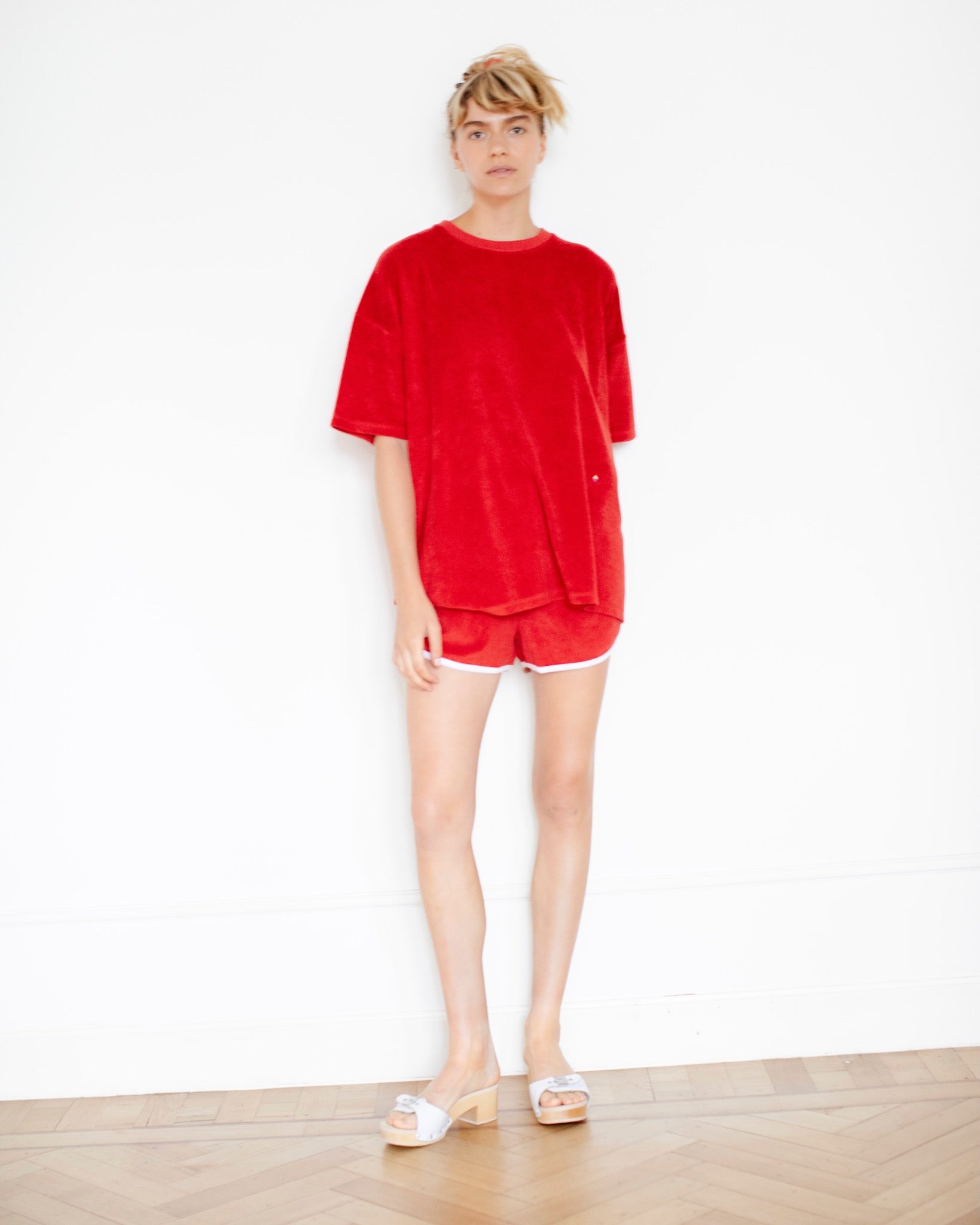 Jean Terry Towelling Oversized T-shirt Red