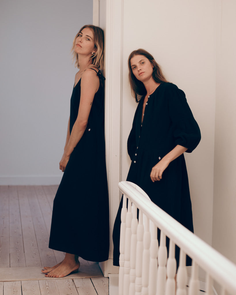 Nath Cotton Gause Dress Navy