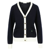 Minou Bicolour Cashmere Wool Cardigan Navy/White