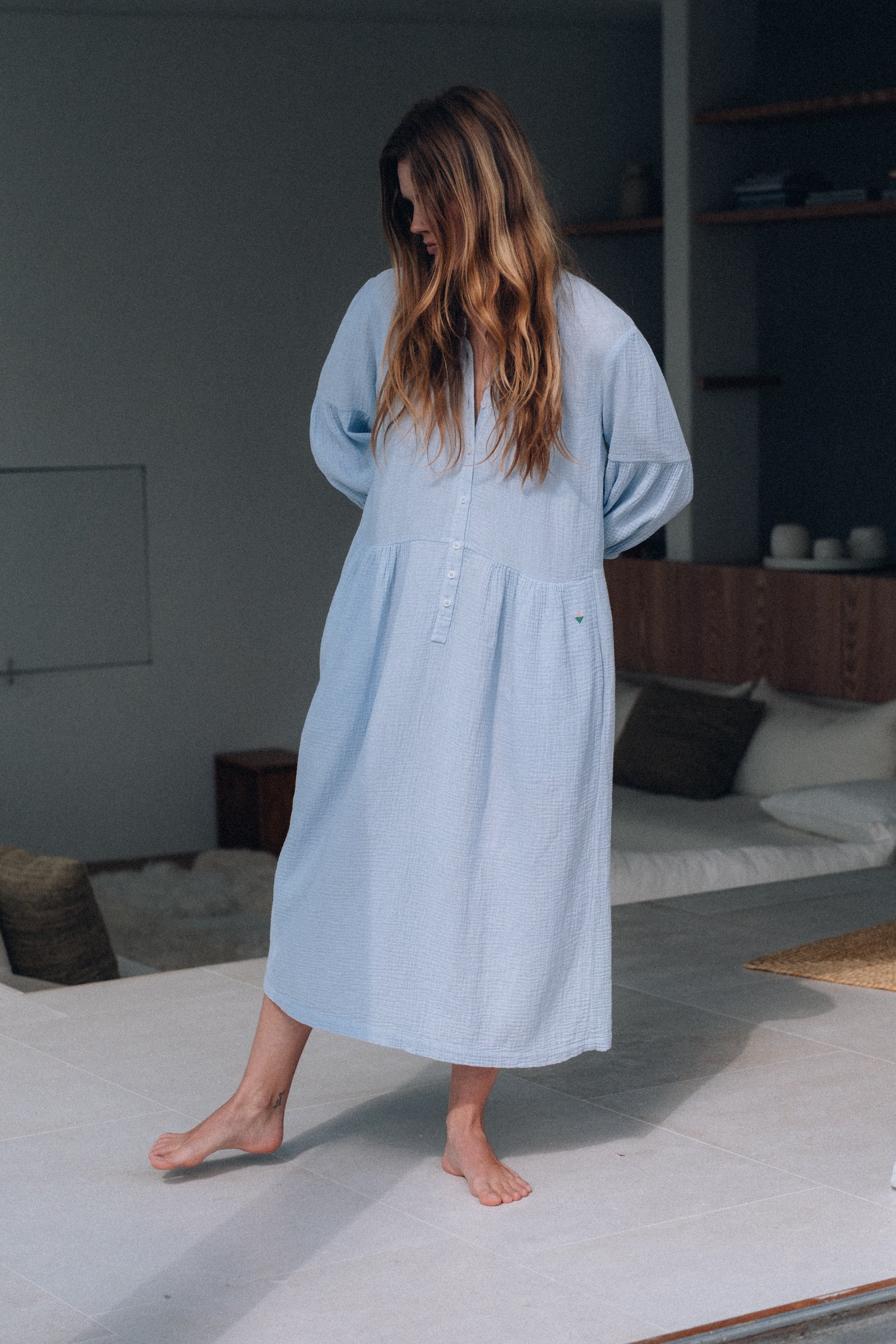 Nath Cotton Gause Dress Ciel