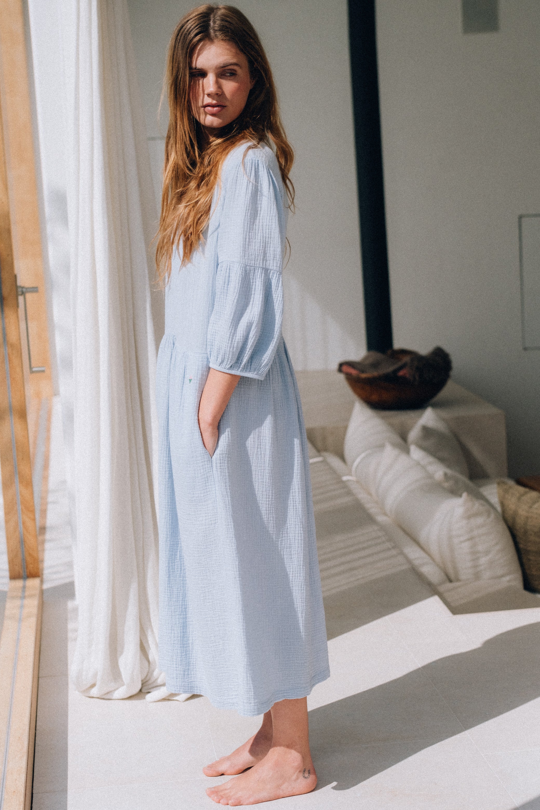 Nath Cotton Gause Dress Ciel