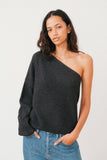Joey Merino Cashmere One Shoulder Sweater Charcoal