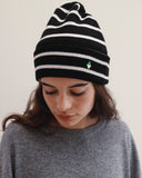 Beanie Stripe Wool Cashmere Black