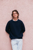 Boyfriend Wool Cashmere Crewneck Navy