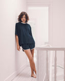 Belle Terry Towelling T-Shirt Navy