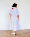 Shirt Cotton Stripe White/Blue