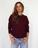 Rosette Knitted Top Fine Cashmere Burgundy