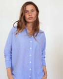 Do Stripe Shirt Worsted Cashmere Ciel/White