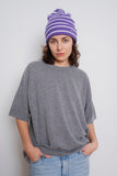 Beanie Stripe Wool Cashmere Purple