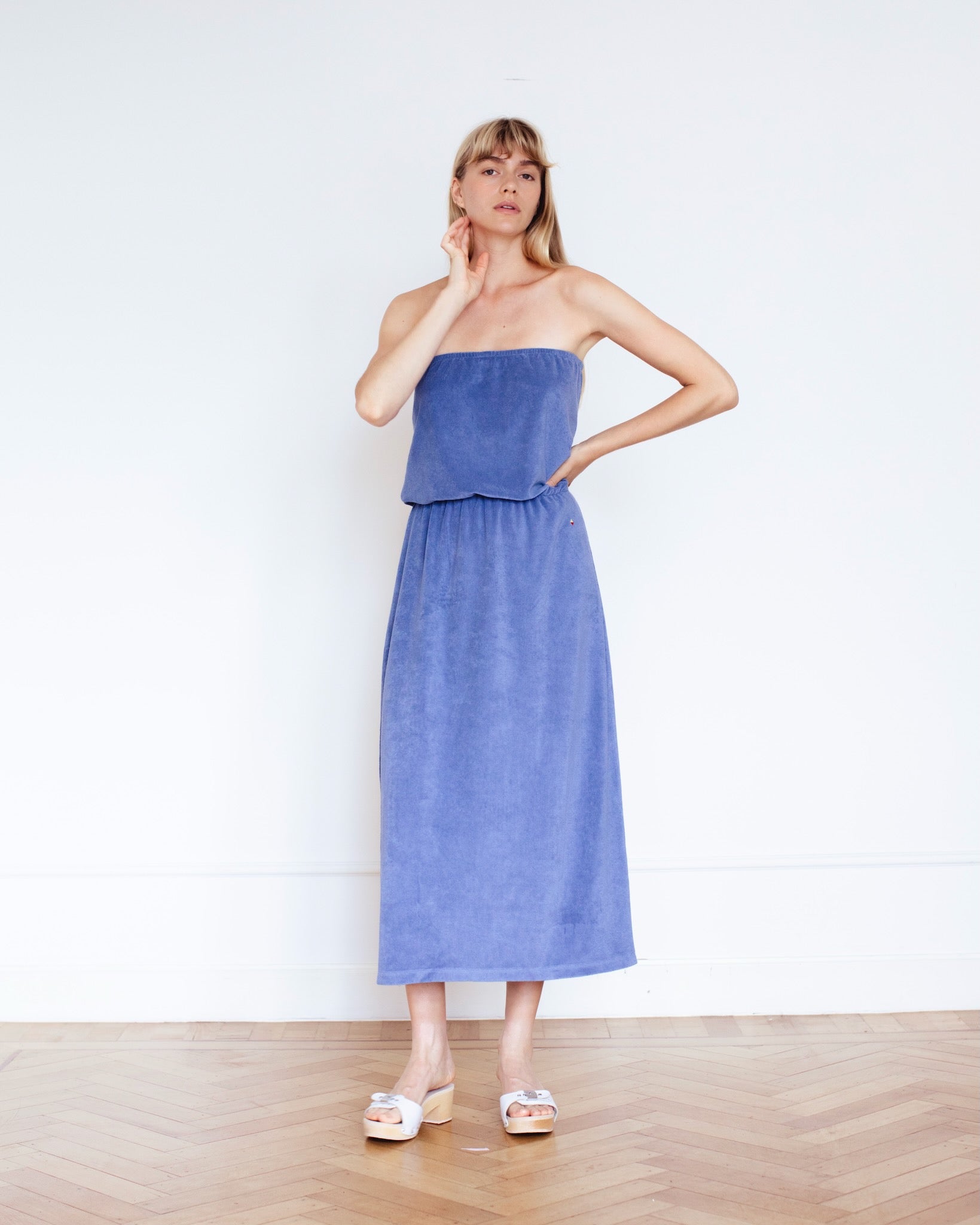 Lulu Terry Towelling Dress Blue Raff Collective Lulu Terry Towelling Dress Blue Raff Collective